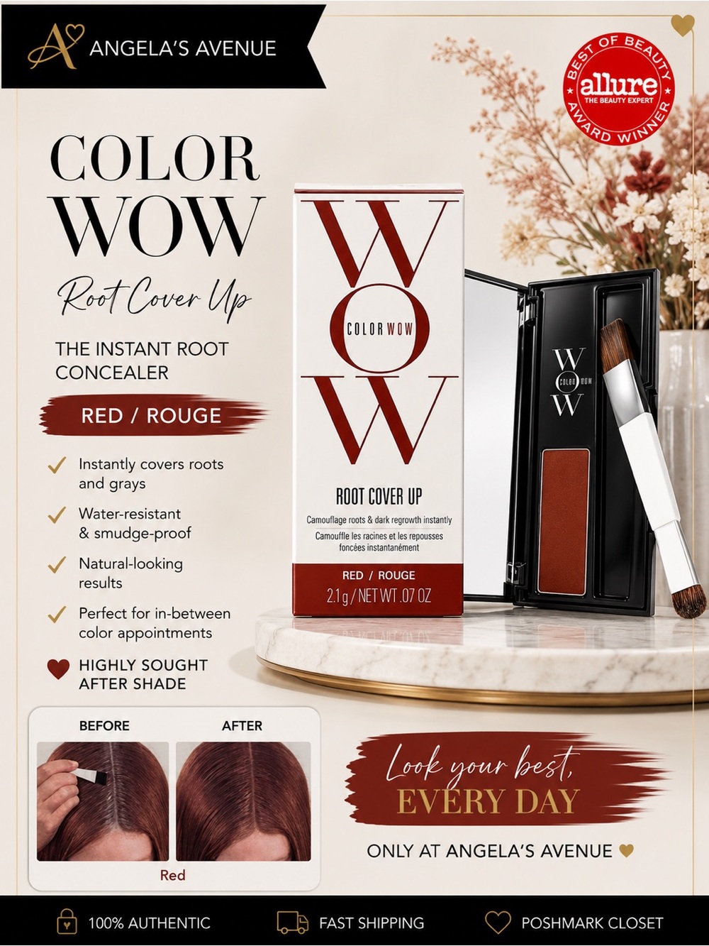 Color 𝐖𝐎𝐖 Root Cover Up Red Rouge powder